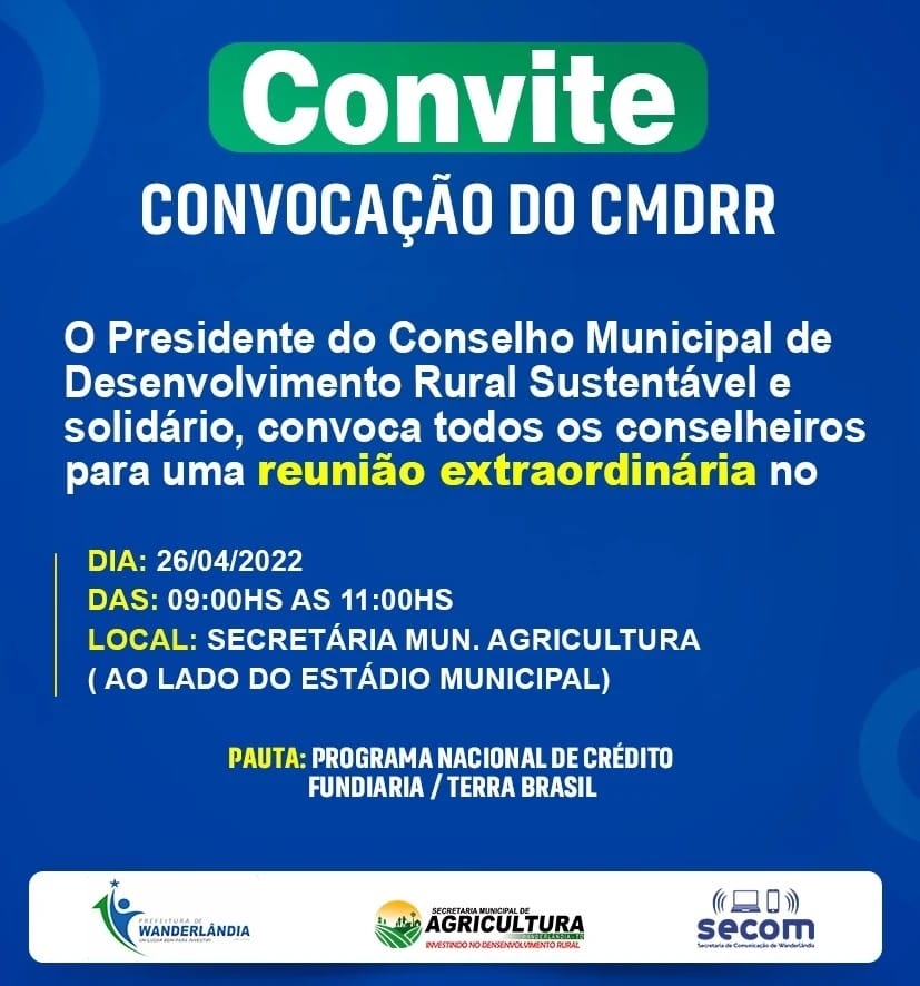 Convite 
CONVOCAÇÃO DO CMDRR